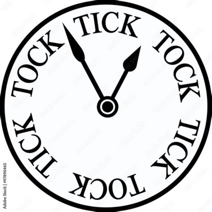 Black White Tick Tock Clock Illustration Black Isolated White