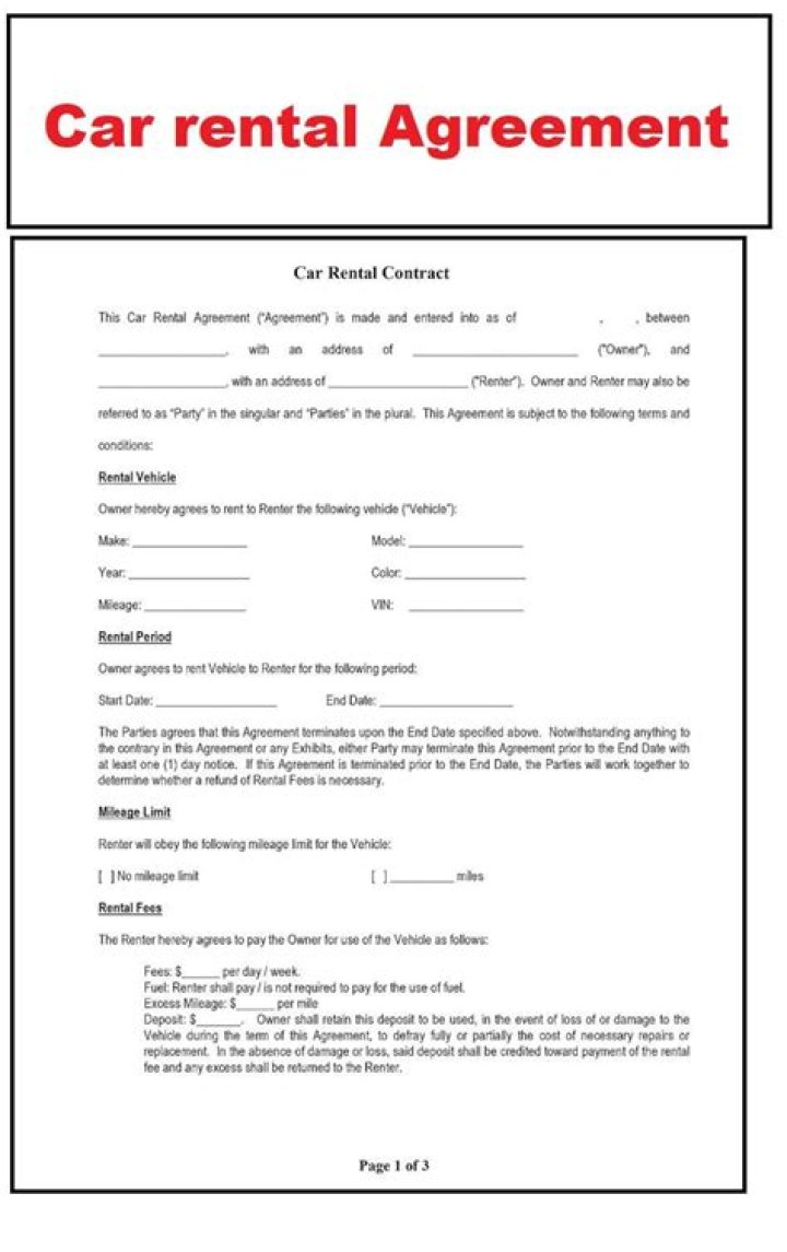 car rental contract car rental contract