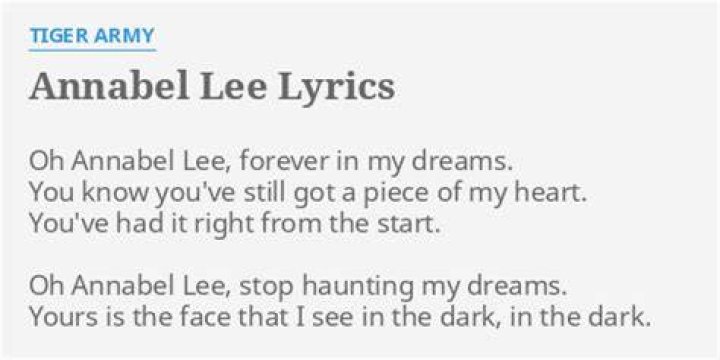 Tiger Army Annabel Lee Lyrics Genius Lyrics